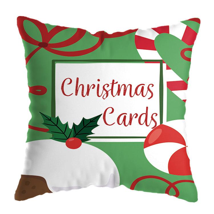 Cartoon Santa Claus Pattern Throw Pillow Cover With Short Plush Print Living Room Sofa Decoration Cushion Cover Pillow Covers