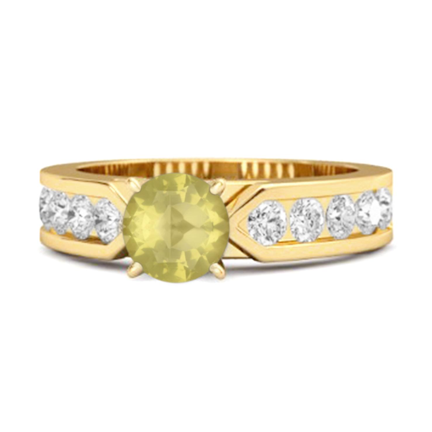 Lemon Quartz Round Solitaire Statement Ring -925 Sterling Silver Gold Vermeil 6.5 жёлтый/золотой