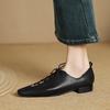 Fashion 2025 New Soft Genuine Leather Lace-up Women Heels Shoes Square Toe Comfortable Fashion Casual Low Heel Shoes Four Seasons Shoes