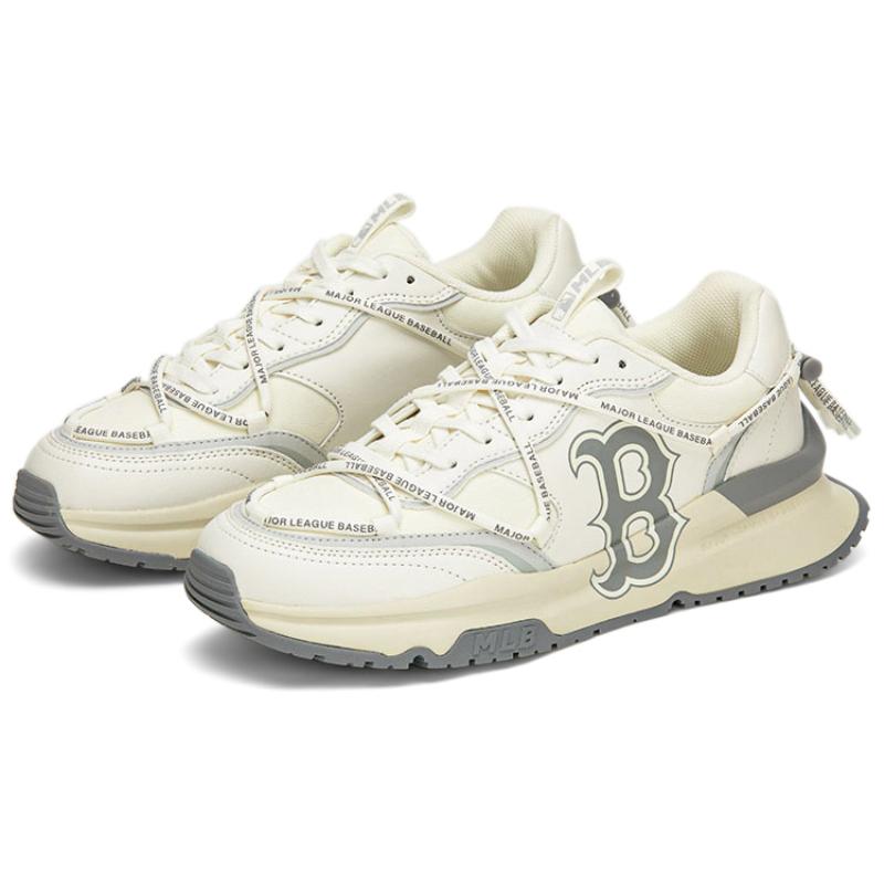 MLB Chunky Runner Cushioning, Slip Resistant, Abrasion Resistant, Breathable, Support Low Top Casual Shoes Unisex Ecru Sneakers 3ASHCRR3N-43WHS