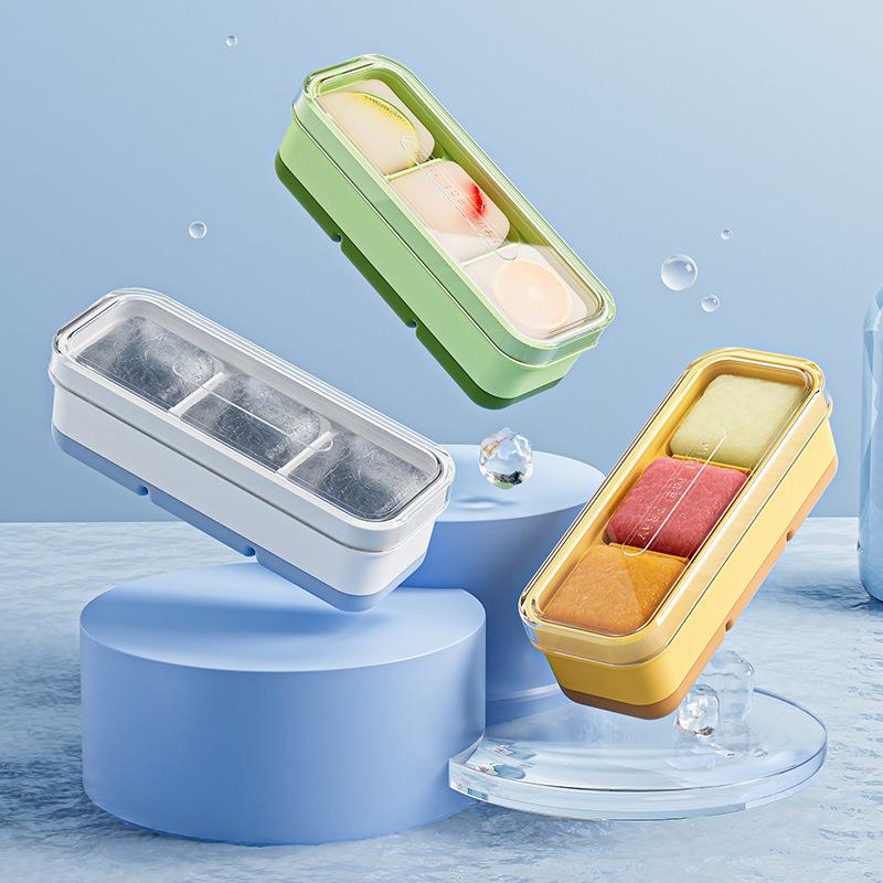 Small Ice Cube Tray Household Ice Box With Lid Soft Bottom Ice Cube Square Mold Bar Pub Whiskey Ice Maker Kitchen Accessories