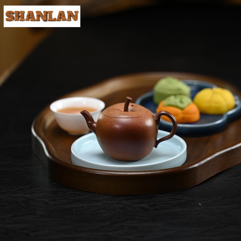130ML Classic Yixing Purple Clay Teapots Handmade Apple Pot Raw Ore Section Powder Slurry Mud Kettle Chinese Zisha Tea Set Gift