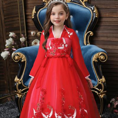 Spring Hanfu Girls Tang System Embroidered Children's Ancient Super Fairy Dress Dress Skirt Party and Banquet Dresses