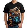 Koszule Męskie z Nadrukiem Lamparta Krótki Rękaw Topy Unisex Streetwear