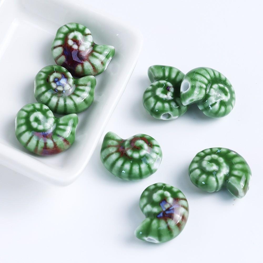 Retro Snail Ceramic Beads Glazed Embossed Conch Spacer Porcelain Beads Multicolor Small Size DIY Jewelry Making Bracelet