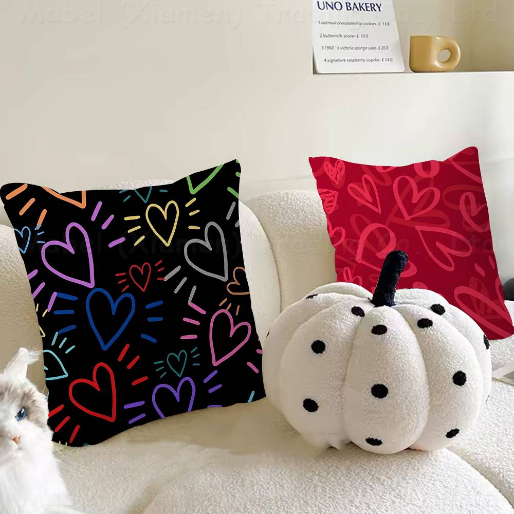 Love Heart Pattern Cushion Cover Car Throw Pillow Case For Sofa Car Christmas Gift 40x40cm 45x45cm