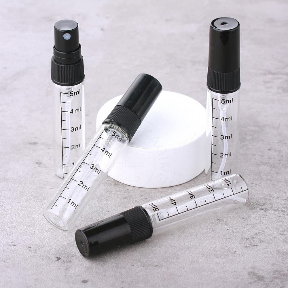 10pcs Fine Mist Spray Bottle Portable Graduated Glass Refillable Perfume Bottles Sample Sprayer Empty Bottle Vials