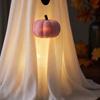 Halloween Ghost Couple Decoration with Pumpkin Light Up Feature and Bow Tie Battery Operated Indoor Outdoor Ornament for Home Party Display