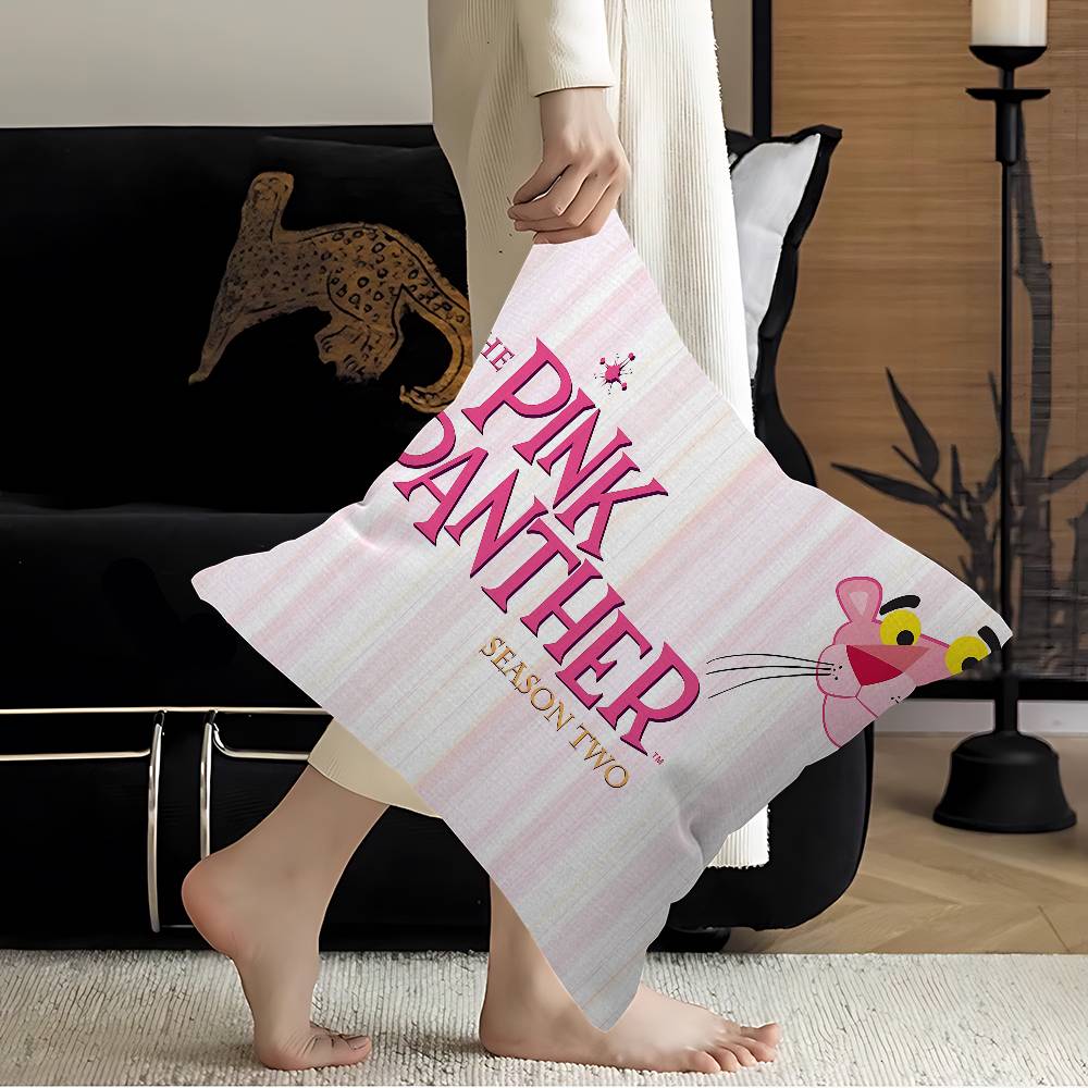 Cartoon P-Pink P-Panthers Pillow Gift Home Office Decoration Bedroom Sofa Car Cushion Cover Case 45X45 Peach skin 18*18(CM)-1Pcs