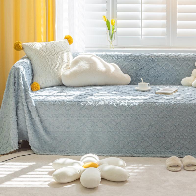 Double-Sided Retro Sofa Cover Nordic Sofa Cover Cotton Blanket Full Covered Non-Slip Sofa Cover Protective Cover