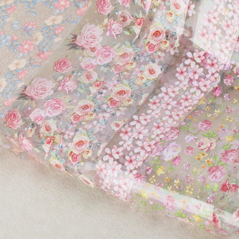 1Pcs 100cm Flower Rose Nail Transfer Foils Sticker Paper Floral Stickers Nails Wraps Tulip Nail Art Stickers Decal Nail Art
