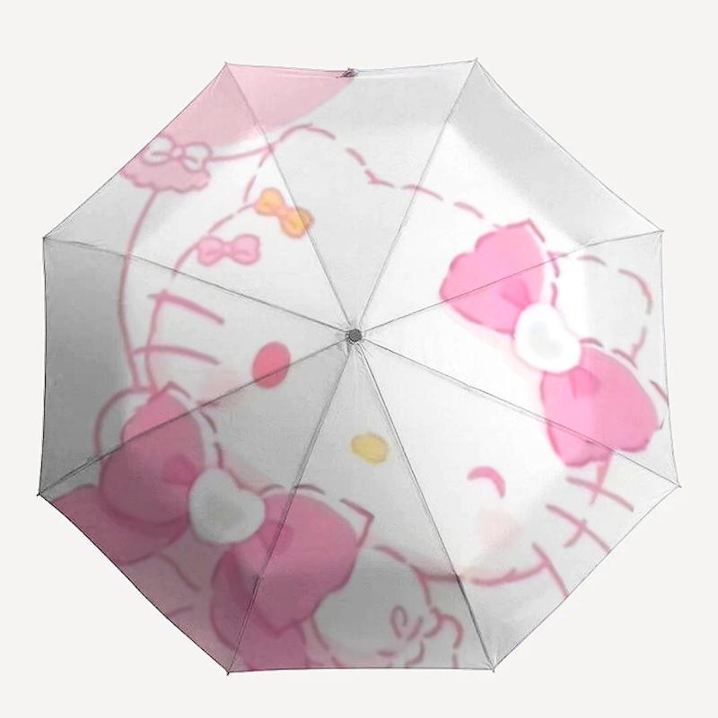 1pc Hello Kitty Automatic Opening/Closing Umbrella with Foldable Design, 8-Bone Iron Frame, Outdoor, Ideal Gift for Fans, Travelers, Daily Use, Suitab