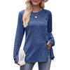 Women's Autumn Button Fashion Solid Color Long-sleeved T-shirt