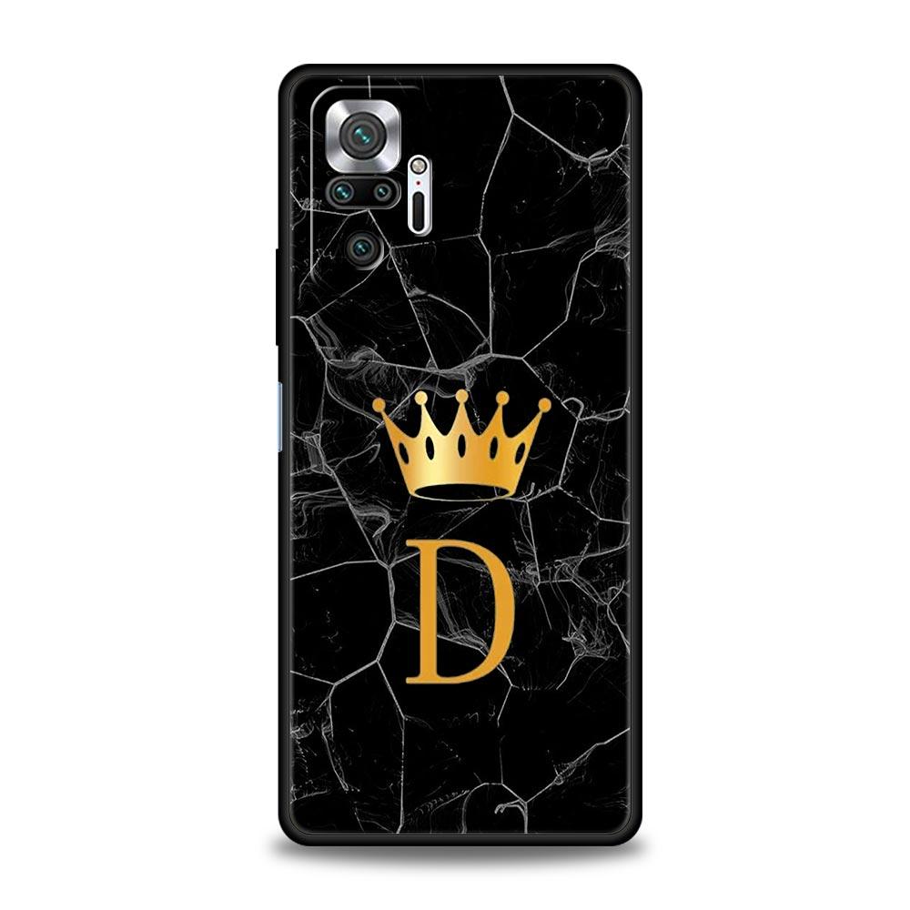 Crown Letter A To Z Phone Case For Xiaomi Redmi Note 13 12 5G 9S 9 8 10 11 Pro 4G 9T 13C 12C 10C 9C 9A 7 Pro Soft Silicone Cover