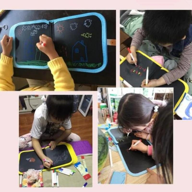Children Magic Blackboard Educational Child Games Coloring Books Kids Toys To Draw 6 Sided Erase Boards with Water 3 Chalk Pens