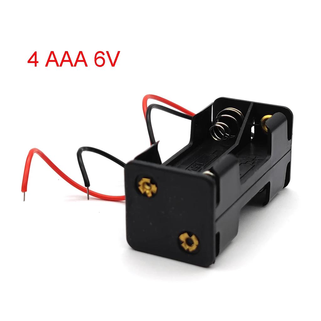 4x 6x 8x AAA Battery Box Case Holder with Wire Leads Side By Side Battery Box Connecting Solder for 4-8pcs AAA Batteries