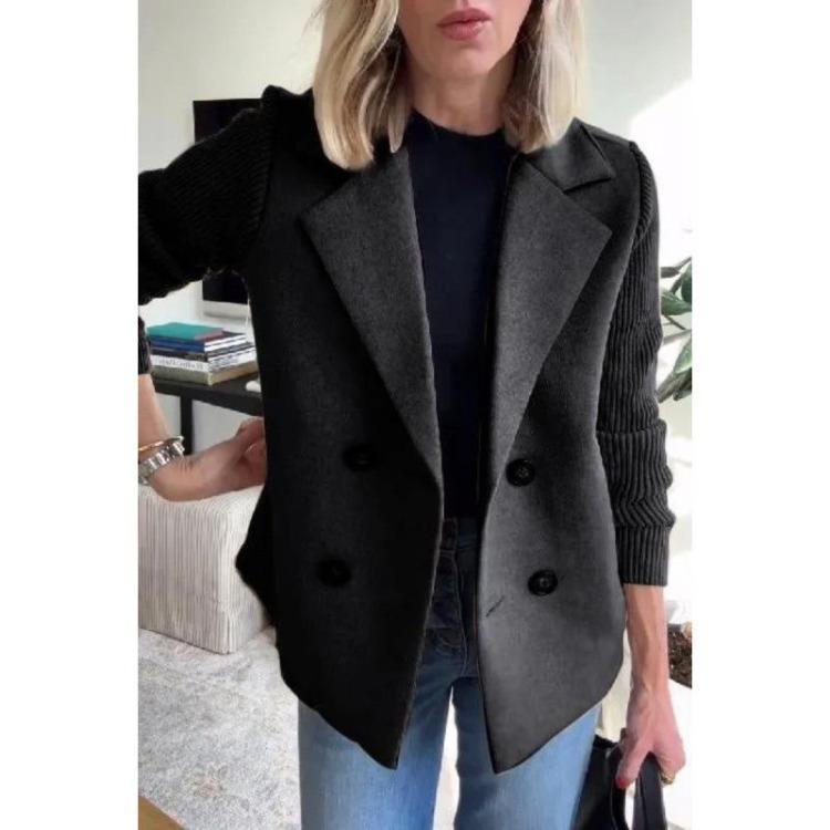 Elegante Cappotto Patchwork in Lana da Donna Moda Primavera Nuovo
