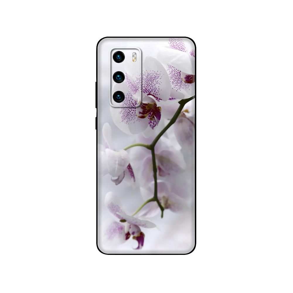 Black Tpu Case For Huawei P30 Lite P30 Pro P40 Case For Huawei P40 LITE E P Smart 2020 Case Cover Orchid Flowers Colorfu