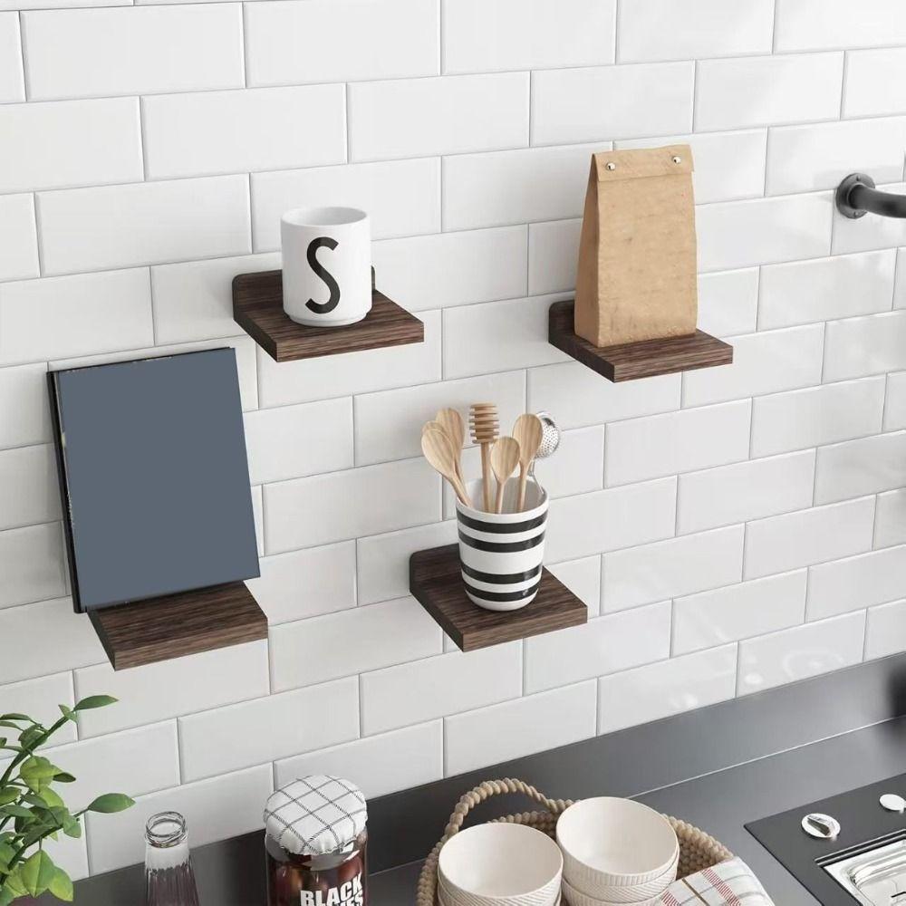 4 Stück Holz Wandmontierte Regale Einfache Pflanzen Blumentopf Tabletts Langlebige Blumenständer für die Küche