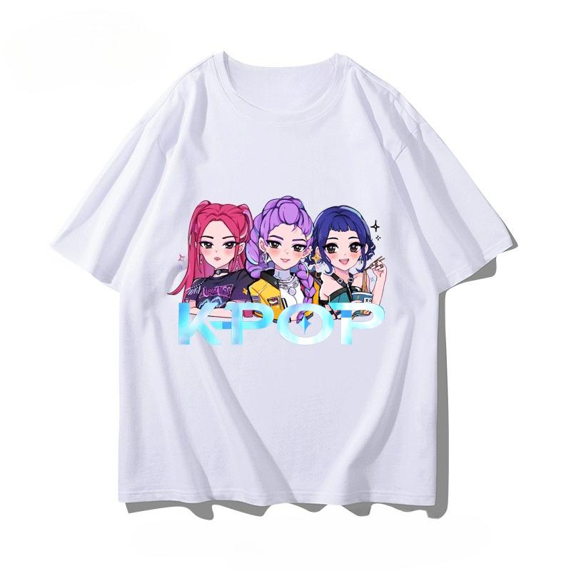 K-POP Magic Hunting Group Short Sleeve Casual Men and Women Cotton Anime Fashionable Versatile T-shirt Short Sleeve Top Clothes