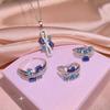 New Small Fragrance Earrings Micro-inlaid Tanzanite Temperament  Sterling Silver Geometric Three-piece Jewelry Party Birthday