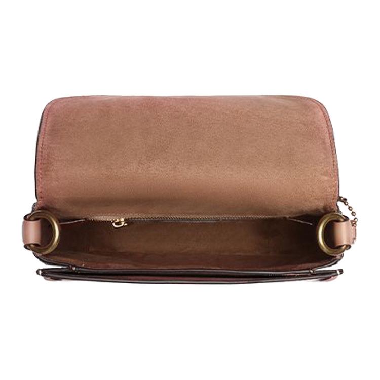 New COACH Beat Tanned Leather Saddle Bag, Shoulder Bag, Crossbody Bag Medium Women's Taupe C3738-B4TP