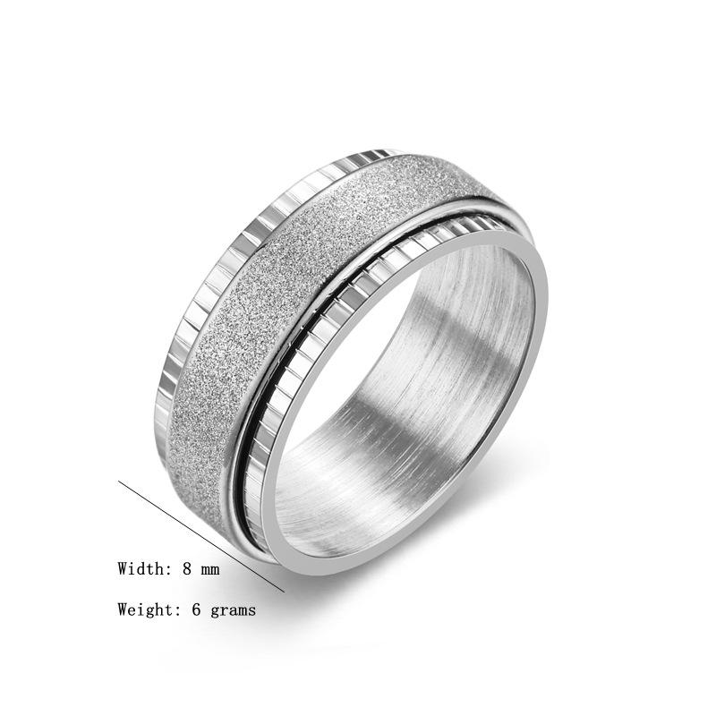 Amazon, turn matte titanium steel ring, trendy trendy man decompression meditation ring no. 6 серебряный