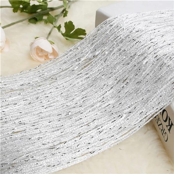 Luxury Glitter String Door Curtain Beads Room Dividers Beaded Fringe Polyester Fabric Shiny Tassel Line Curtains Window Panel Valance Wedding DIY