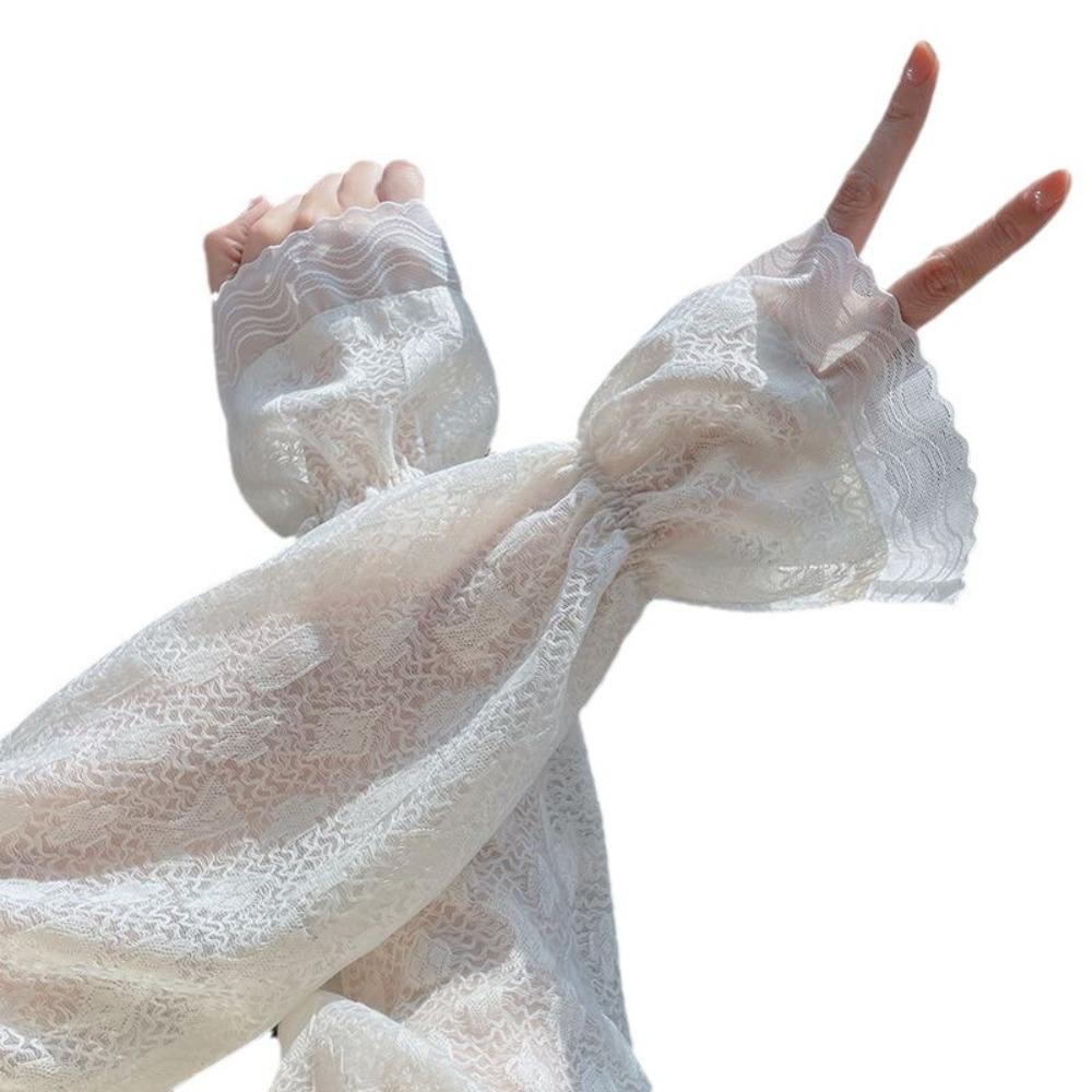 Long Driving Gloves Breathable Floral Lace Gloves Summer Outdoor Sun Sleeves