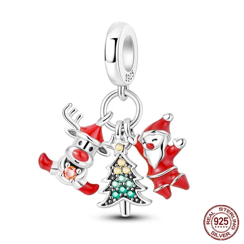 copper Snowflake Christmas Tree Ski Boots Charm Bead Charms Bead Charms Compatible With Authentic Bracelets Fine Do It Yourself Christmas Jewellery