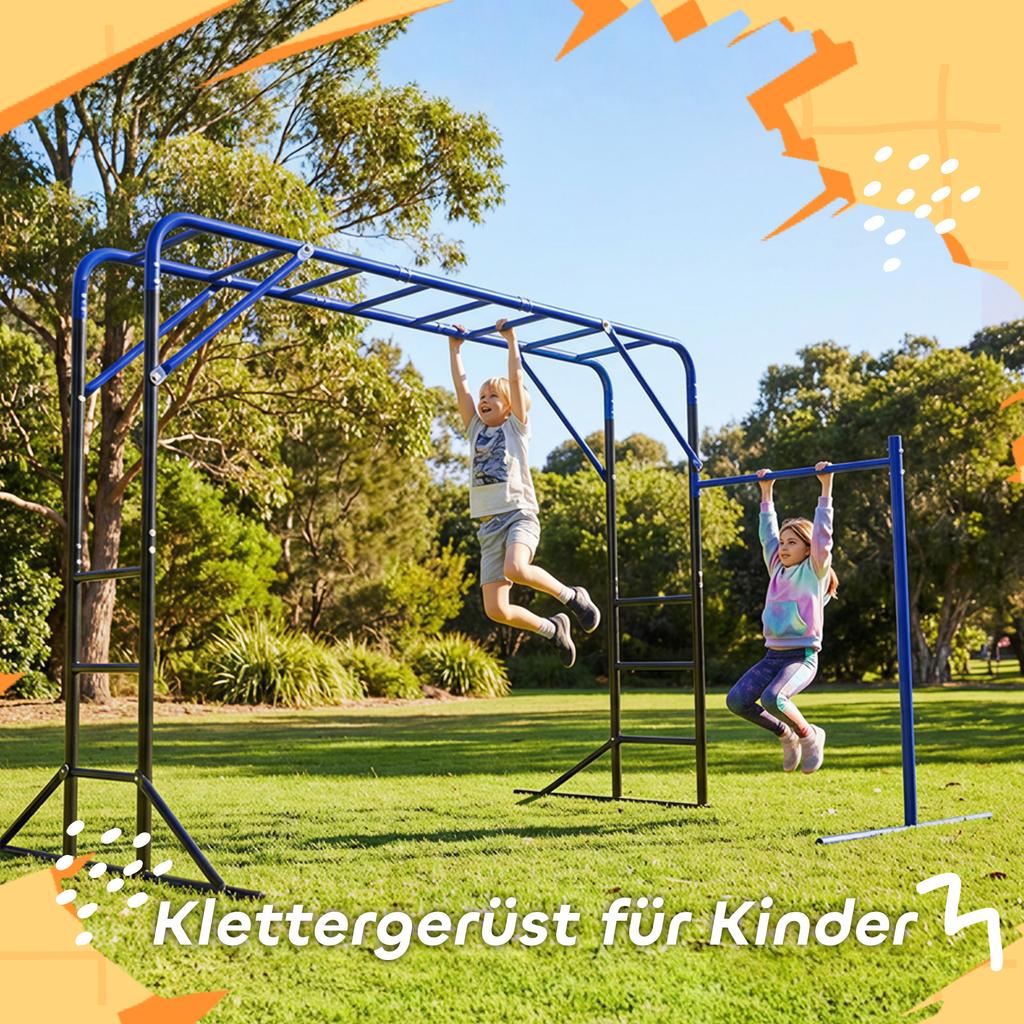 Klätterställning Utomhusklipptorn med Gymstång Pull-up-stång för Barn 3-8 År upp till 150 kg 250x190x180 cm Svart