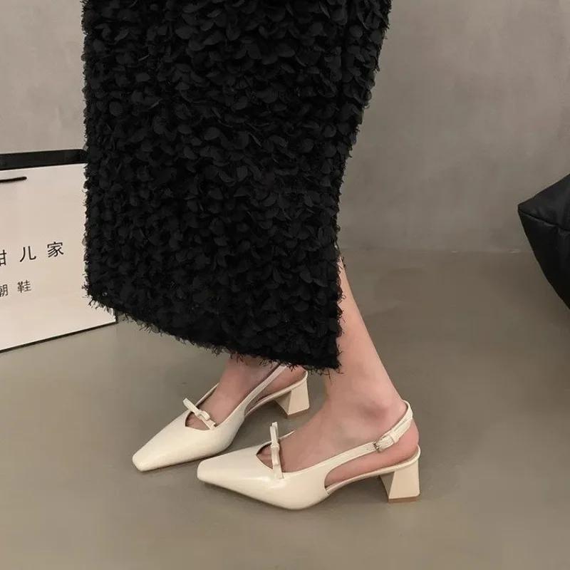 Fashion 2025 Summer High Heel Women Sandals Fashion Square Toe Singbacks Pumps Stripper Party Female Sandalias