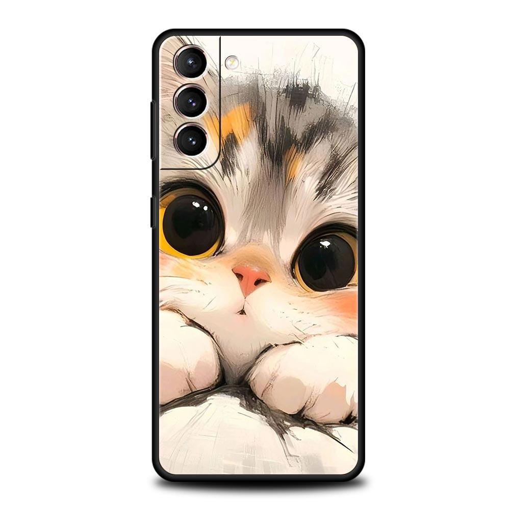 Cute Cat Phone Case for Samsung Galaxy S26 S25 S24 S23 S22 S20 S21 FE Ultra S25 Edge Plus 5G Soft TPU Cover Fundas Capas Bags