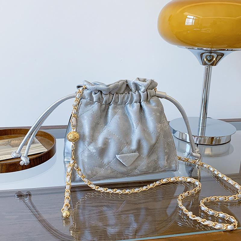 Foreign Style Niche Fashion Drawstring Chain Small Bag Women'S Summer Versatile Bucket Bag Women