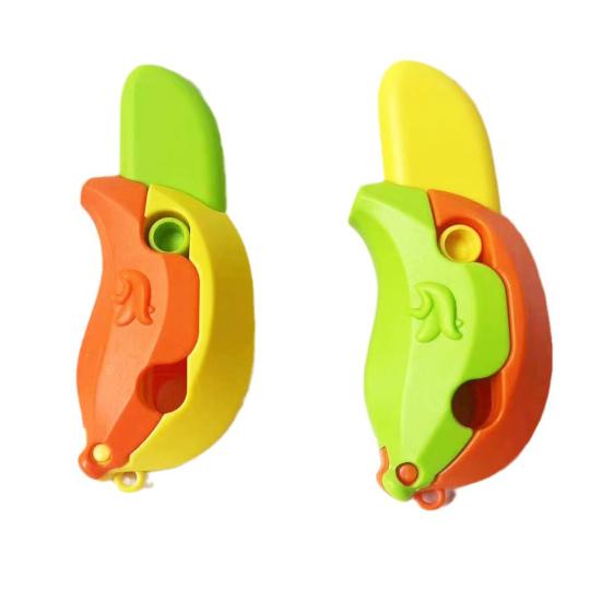 Creative 3D Printing Gravity Mini Banana Cutter Fidget Toy for Teens Adults Colorful Fingertip Plastic Cutter Decompression Toy & Stress