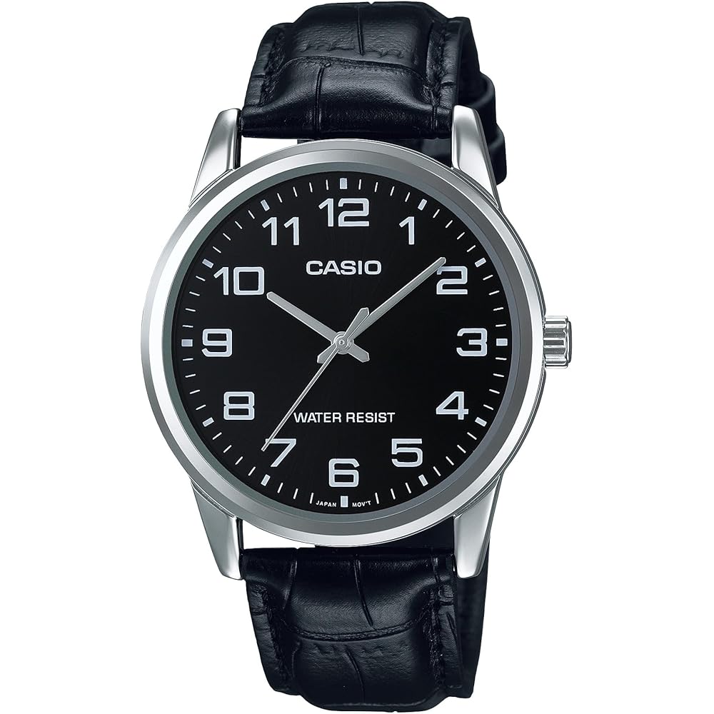 CASIO Casio MTP-V001L-7B MTPV001L-7B Basic Analog Black Silver Kids Mens Watch Cheap Casio Watch ...