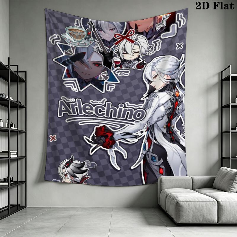 Genshin Impact Wall Tapestry Aesthetic Wall Hanging Printed Fabric Blanket Decorative Tapestries for Bedroom Living Room Home Decor