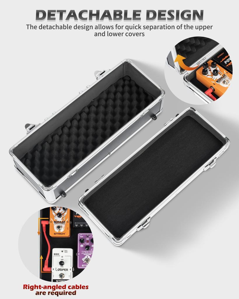 STRICH Mini Effects Pedal Case with Foam Reinforced 42 X 16 X 14 Cm 16-inch Shock-Absorbing Interior, Non-Slip, Edges, Compact,