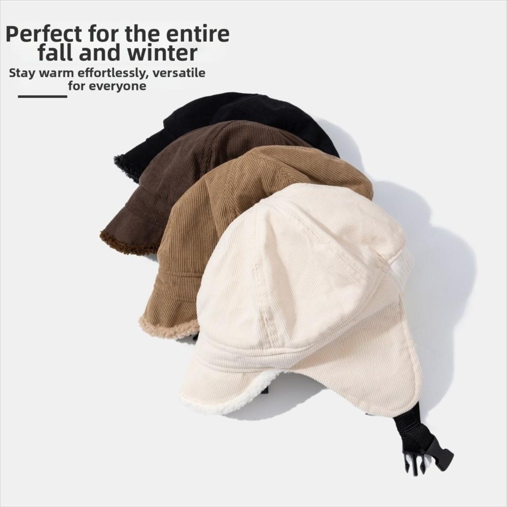 Plush Cold-Proof Ear-Covering Hat Fleece-Lined Thick Windproof Ski Hat Motorcycle Hat Winter