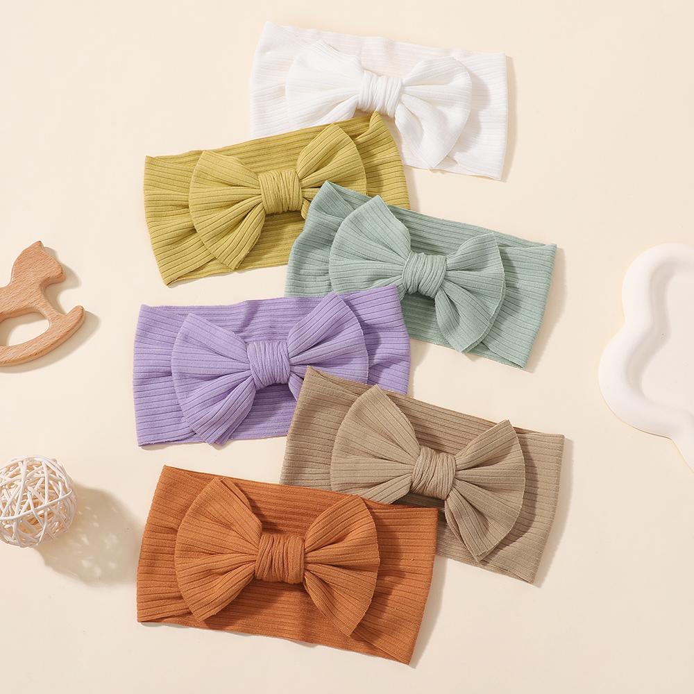 5pcs/set Cute Bows Baby Girls Headbands Elastic Soft Nylon Newborn Head Wrap Tie Turban Infant Headwear Kids Hair Accessories