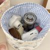 Cute Love Heart Storage Box Quilting Cotton Bow Desktop Storage Basket Large-Capacity Round Storage Frame Home Decoration