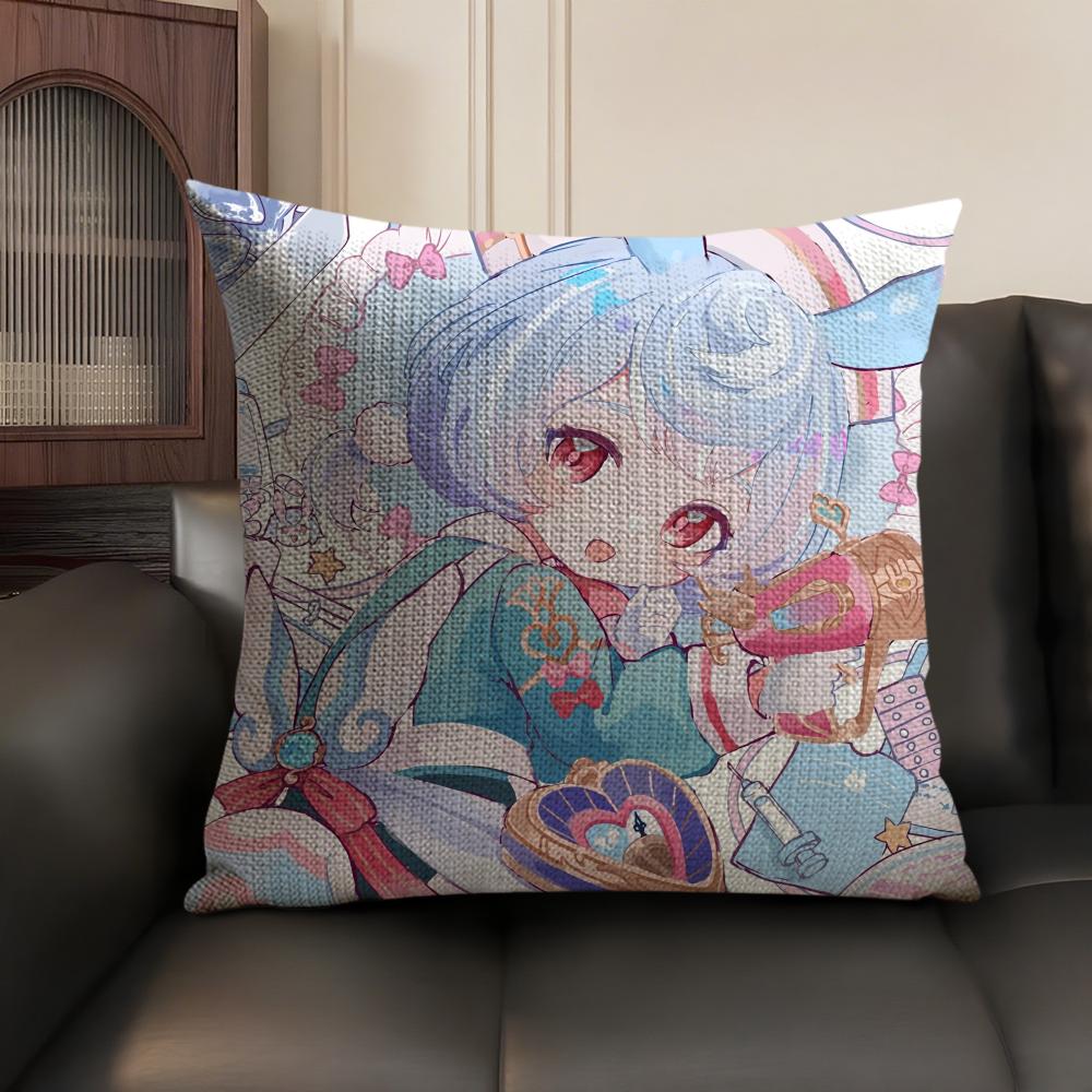 Sigewinne Genshin Impact Cushion Cover Natural Linen Organic Fabric DoubleSided Printing Sofa Home Decor Gift Pillow Case