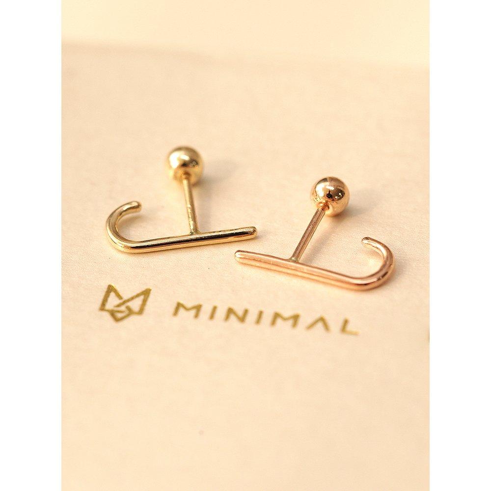 14K Minimal Stick Ear Cuff Piercing Earrings