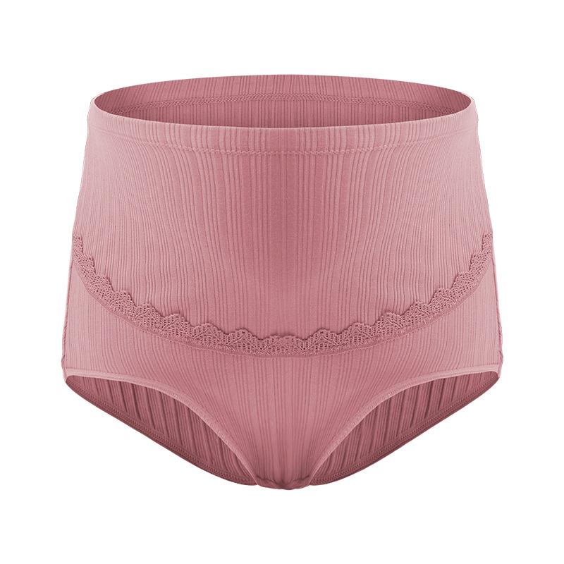 Adjustable High-Waisted Maternity Lace Panties with Breathable Cotton and Abdominal Support