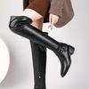 Krazing Pot Cow Split Skin Autumn Round Toe Winter Shoes Med Heels Equestrian Boots Big Size 45 Size 44 Size 46 Women Keep Warm Over-the-knee Boots