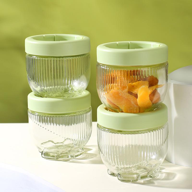 6Pcs/set Kitchen Sealed Glass Jar Food Container Transparent Dried Fruit Snacks Sealed Jars Moisture-proof Airtight Canister