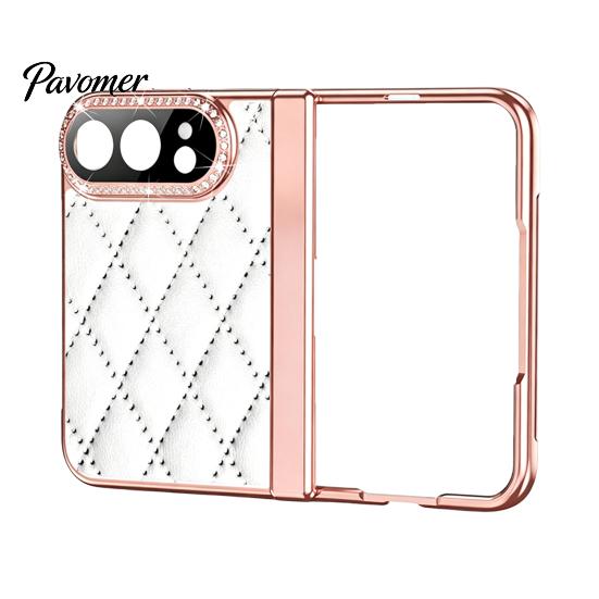 Skládací pouzdro na telefon z umělé kůže pro IPhone-Duo, s chráničem obrazovky a krytem ochrany pantu, kryt s kamínky, proti poškrábání, proti pádu