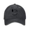 Blunkende Smil Ansikt Vasket Bomull Baseballcaps Unisex Justerbar Vintage Stil Liten Hatt for Hverdag og Utendørsaktiviteter