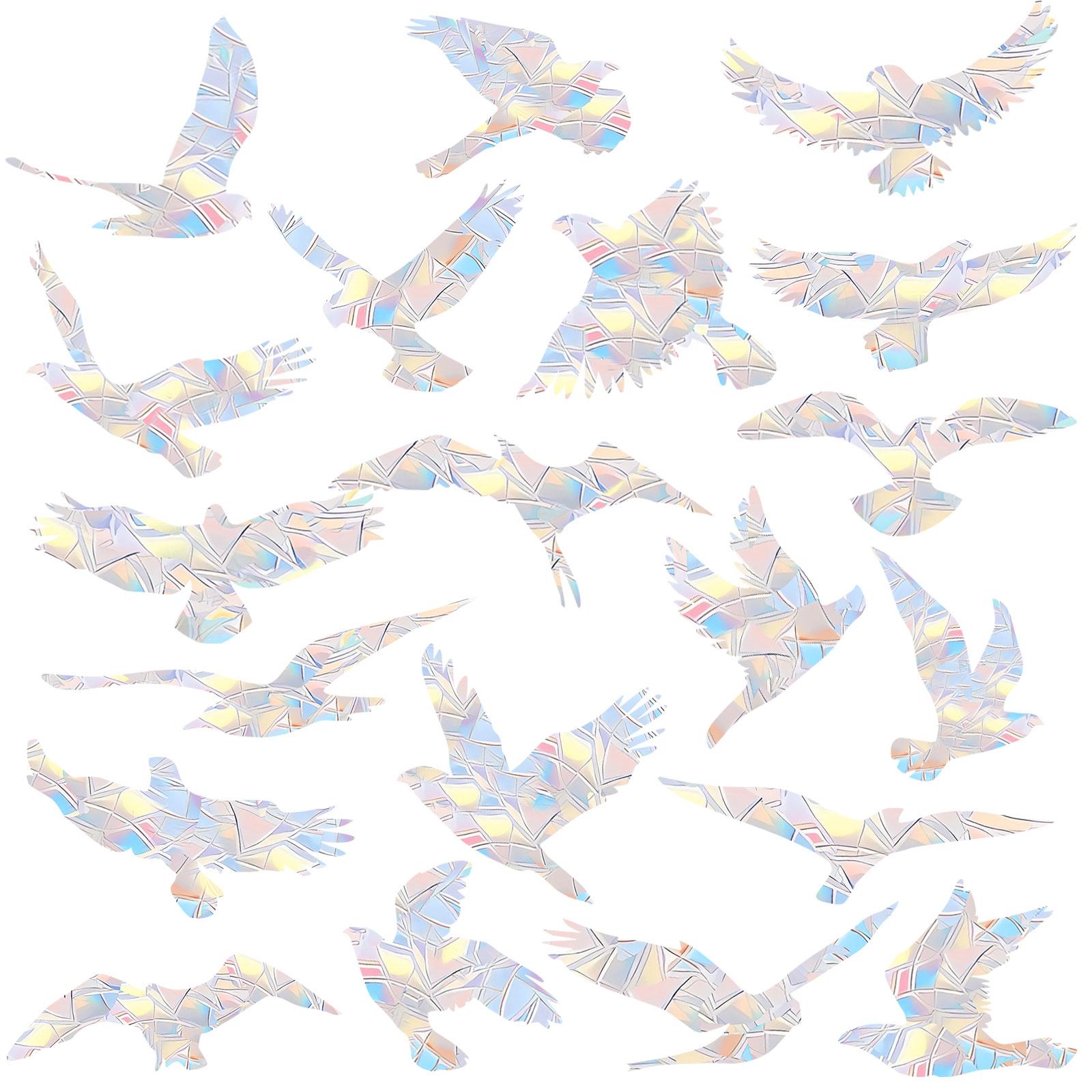 

20Pcs Bird Window Stickers Anti-Collision Bird Window Decals Reusable Prism Bird Window Clings Static Non Adhesive Bird Decals