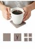 Felt Mug Glass Coater Set Of 4 Beige 10×10 Cm